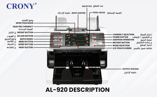 CRONY Banknote Verifiers AL-920 high quality Dual Multi-Currency Value Counter machine Money Counter