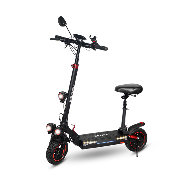 CRONY T4 big display high speed E-scooter with Seat Foldable Electric Scooter 10inch Black , Smart Lock and App