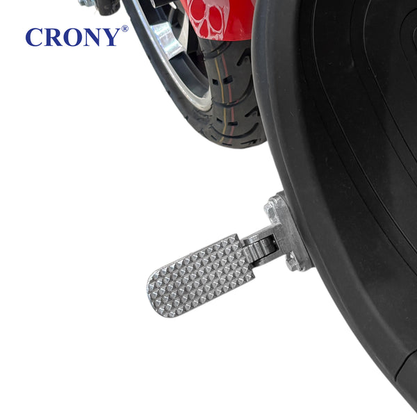 CRONY X1 Electric Motorcycle, 3000W Motor, 60V 12Ah Battery, 60-80KM/H Max Speed, 25-35KM Range, Front & Rear Disc Brakes, Front & Rear Suspension, LCD Display, LED Lights, Bluetooth Speaker, Mobile Phone Holder, Harley Bag, Red Skull
