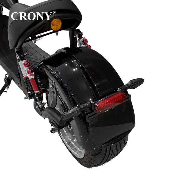 CRONY X1 Electric Motorcycle, 3000W Motor, 60V 12Ah Battery, 60-80KM/H Max Speed, 25-35KM Range, Front & Rear Disc Brakes, Front & Rear Suspension, LCD Display, LED Lights, Bluetooth Speaker, Mobile Phone Holder, Harley Bag, Black