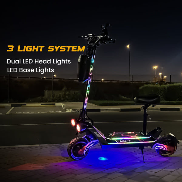 CRONY G10 Electric Scooter 1500Wx2 Motors 48V/25AH Battery 45-75KM Range Oil Brakes Front/Rear Suspension 10" Off-Road Tires Scooter Front Bag