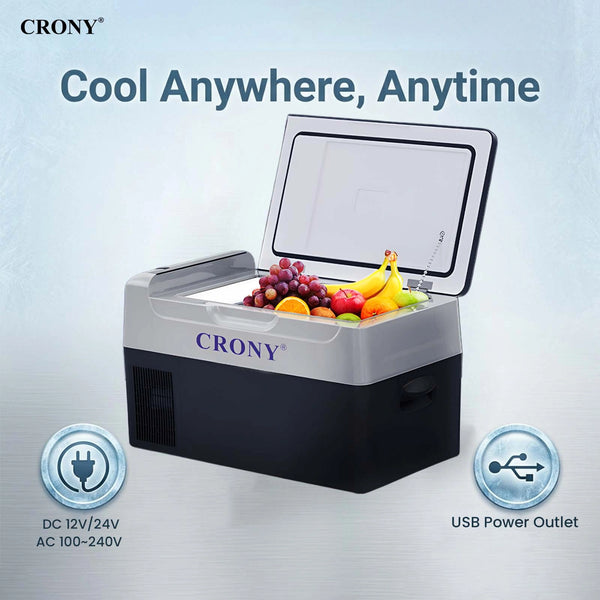CRONY Portable Mini 12V Car Refrigerator Cooler Compressor 22L Car Fridge Freezer