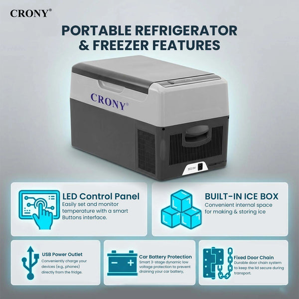 CRONY Portable Mini 12V Car Refrigerator Cooler Compressor 22L Car Fridge Freezer