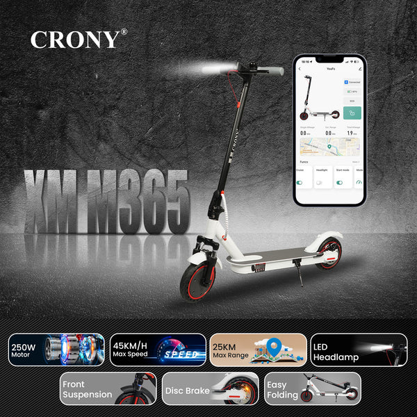 CRONY XM M365 white with Suspension and APP E-Scooter Max speed 45 KM/H Electric Scooter Aluminium Alloy Folded 8.5 Inch tires