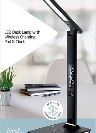 CRONY U13Q Table Lamp with wirelese charge-night light Clock LED Desk Lamp with Built-in Wireless Charger & Alarm Clock