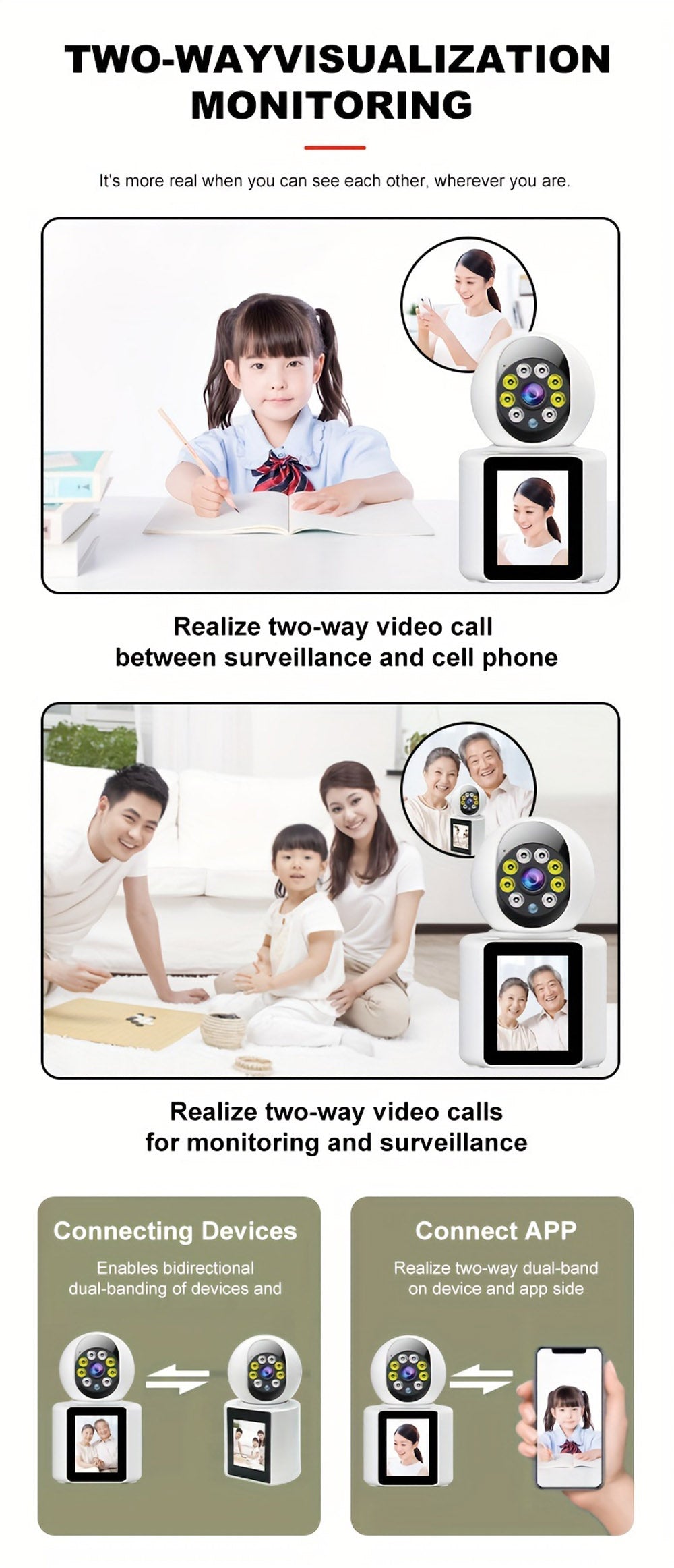 CRONY IV-20 V360Pro APP 1080P Video Calling WIFI HD Camera One-Click Video Calling Infrared Night Vision Video Baby Monitoring Camera