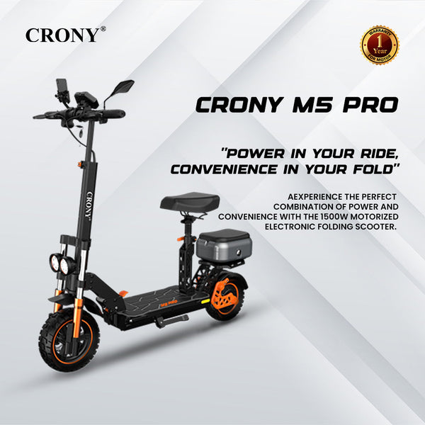 CRONY M5 Pro Electric Scooter for Adults Kids 1500W High-Speed E-Scooter with Bluetooth Speaker App Connectivity IPX4 Waterproof 120KG Max Load