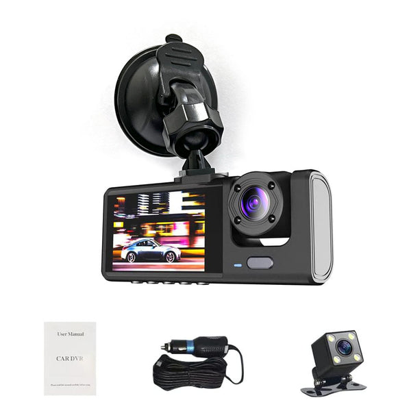 CRONY S11 Three-Camera 1920*1080 pushbutton dashcam 1080P DVR Dashcam Front Indoor and Rear View Camera Driving Recorder