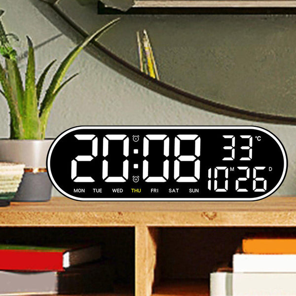 CRONY 8021 Clock Digital Wall Clock Alarm Clock Wall Mounted Adjustable Temperature Digital Clock Remote Control for Home