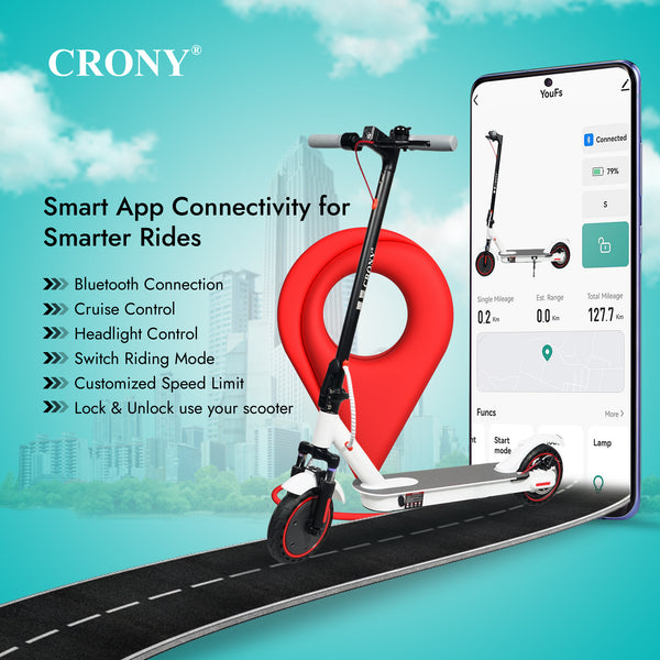 CRONY XM M365 white with Suspension and APP E-Scooter Max speed 45 KM/H Electric Scooter Aluminium Alloy Folded 8.5 Inch tires
