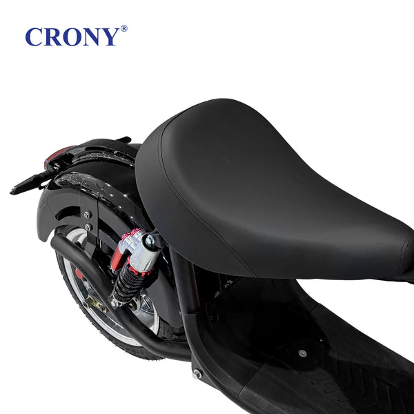CRONY X1 Electric Motorcycle, 3000W Motor, 60V 12Ah Battery, 60-80KM/H Max Speed, 25-35KM Range, Front & Rear Disc Brakes, Front & Rear Suspension, LCD Display, LED Lights, Bluetooth Speaker, Mobile Phone Holder, Harley Bag, Black