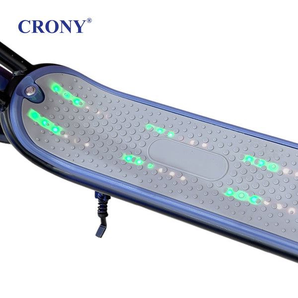 CRONY E68 Electric Scooter for Kids, 110W Motor, 10–16 KM/H Top Speed, 24V 2.5Ah Battery, 5–8 KM Range, 6.5-Inch Tires, Easy Folding, Adjustable Handlebar, LED Headlight & Rear Wheel Light, Bluetooth Speaker, Blue