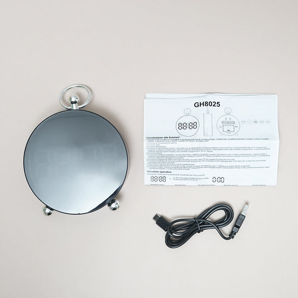 CRONY 8025 Electronic Clock Date Temperature Display Alarm Clocks With Atmosphere Light Voice-activated LED Digital Table Clock