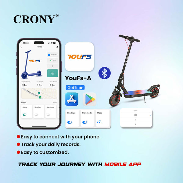 CRONY M365 Foldable Electric Scooter with Front Suspension & Durable Honeycomb Tires, 7-Colors LED Deck Lights, Lightweight Commuter Scooter with for Adults & Kids, Smart App Control