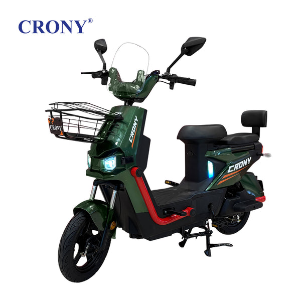 CRONY T10 Tank Electric Scooter, Green, 800W Motor, 48V 20Ah Detachable Battery, 40–60 km/h Top Speed, 40–50 km Range, Dual Seat, Front & Rear Suspension, LCD Display, Front Basket & Bluetooth Speaker