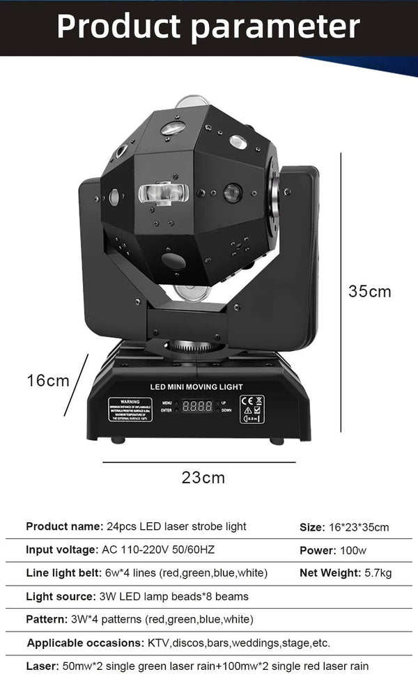 CRONY 24PCS 4in1 Moving Head Light Beam Strobe Effect Led Moving Head DMX DJ Disco Rotating Magic Ball Lights RGBW