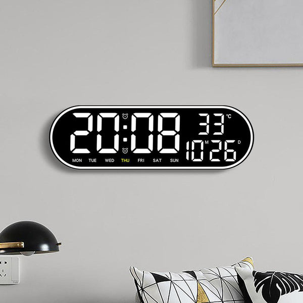 CRPONY 8021 White+Blue Electronic Clock Display 5 Adjustable Brightness Wall Clock For Home Farmhouse Office