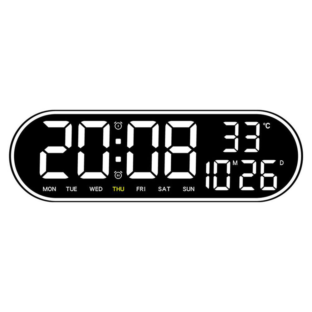 CRPONY 8021 White+Blue Electronic Clock Display 5 Adjustable Brightness Wall Clock For Home Farmhouse Office