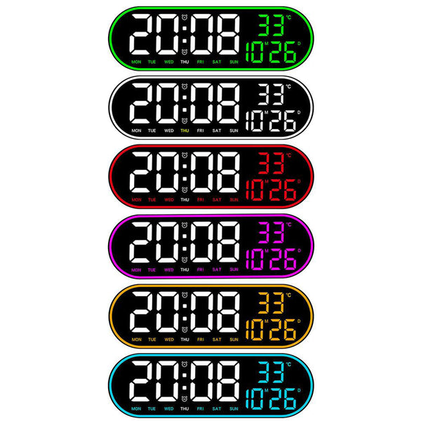 CRPONY 8021 White+Blue Electronic Clock Display 5 Adjustable Brightness Wall Clock For Home Farmhouse Office