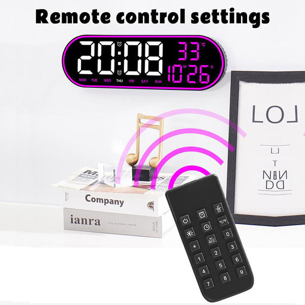 CRPONY 8021 White+Blue Electronic Clock Display 5 Adjustable Brightness Wall Clock For Home Farmhouse Office