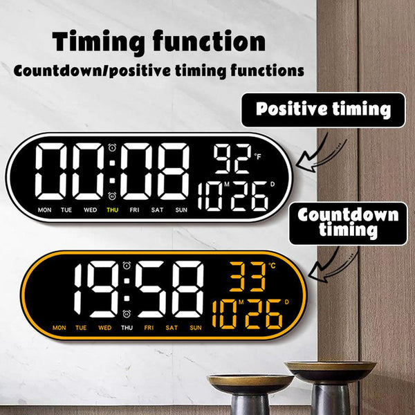 CRPONY 8021 White+Blue Electronic Clock Display 5 Adjustable Brightness Wall Clock For Home Farmhouse Office