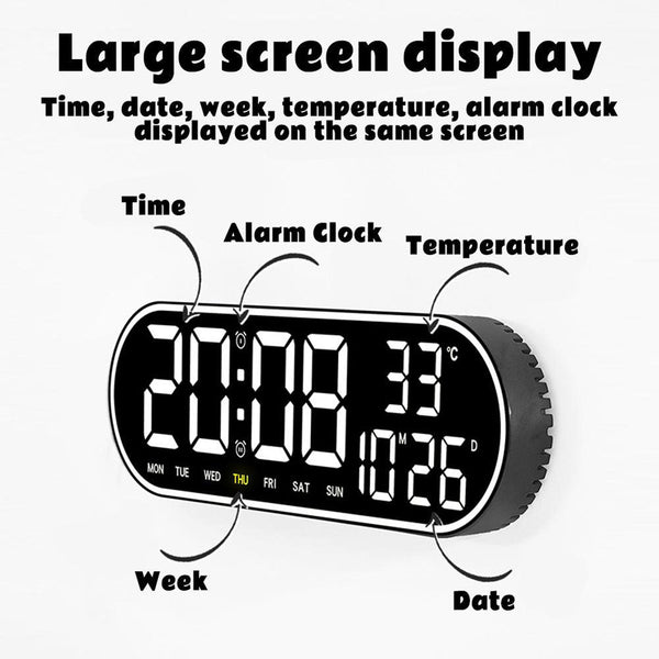 CRPONY 8021 White+Blue Electronic Clock Display 5 Adjustable Brightness Wall Clock For Home Farmhouse Office