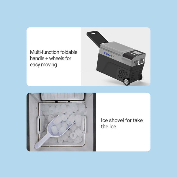 CRONY B35IM Ice Maker refrigerator with wheels Lever 38L Portable Ice Maker & Freezer Home & Car Use -20°C 7 Bullet Ice LED Control Wheels