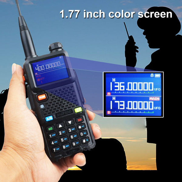 UV-5RH 7W VHF UHF 136-174MHz 220-260MHz 400-520MHz Tri-Bands 999Ch Frequency Search Weather Forecast FM Walkie Talkie