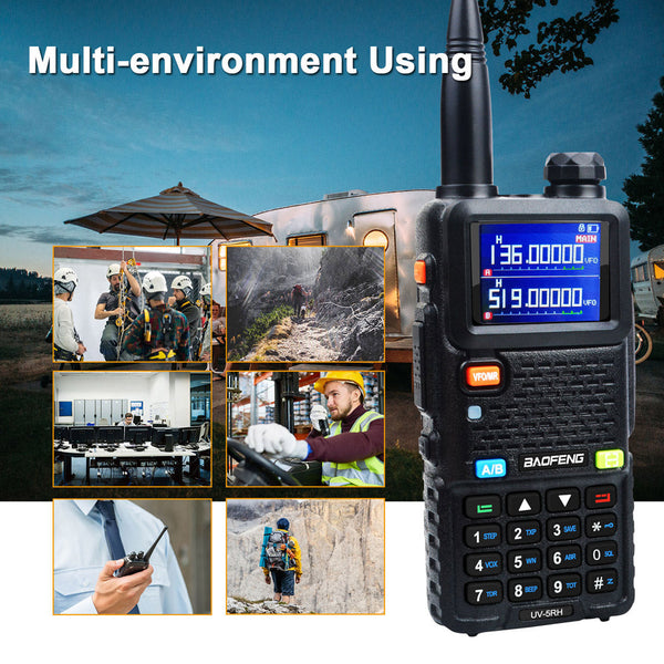 UV-5RH 7W VHF UHF 136-174MHz 220-260MHz 400-520MHz Tri-Bands 999Ch Frequency Search Weather Forecast FM Walkie Talkie
