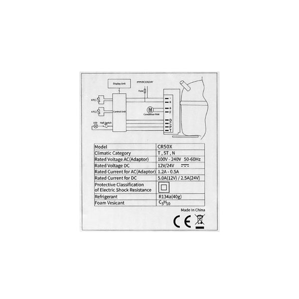 CRONY CR50X Portable Freezer 12 Volt Car Refrigerator 50 Litre Fast Cooling 12V Car Fridge -20°C to 20°C, Car Cooler, 12/24V DC and 100-240V AC for Outdoor Camping RV Truck Boat with Battery