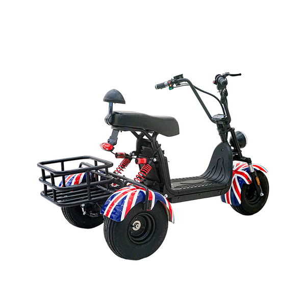CRONY SS-11W Electric Scooter 1000W Motor 48V/15AH Battery 25-45KM Range Disc Brakes Front/Rear Suspension three wheel scooter with basket Electric Motorcycle
