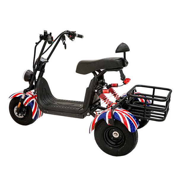 CRONY SS-11W Electric Scooter 1000W Motor 48V/15AH Battery 25-45KM Range Disc Brakes Front/Rear Suspension three wheel scooter with basket Electric Motorcycle