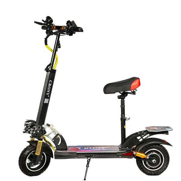 CRONY V10+ LED 1500W Electric Scooter 48V 48KMH Range Front Rear Suspension Disc Brakes Aluminum Alloy Frame App Connectivity Full color LED footpad & base light
