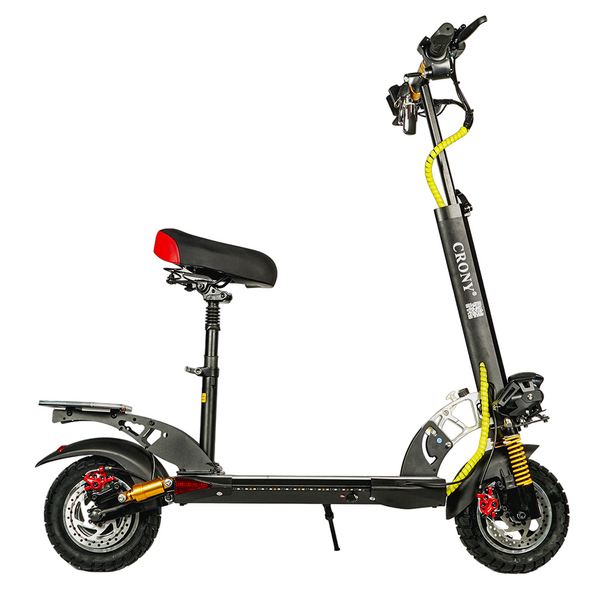 CRONY V10+ LED 1500W Electric Scooter 48V 48KMH Range Front Rear Suspension Disc Brakes Aluminum Alloy Frame App Connectivity Full color LED footpad & base light
