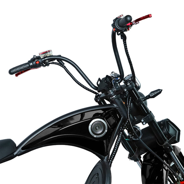 CRONY NEW X1 Harley Electrocar car With BT Speaker 65KM/H Electrocar car Citycoco Fat Tire Electric Motorcycle Black