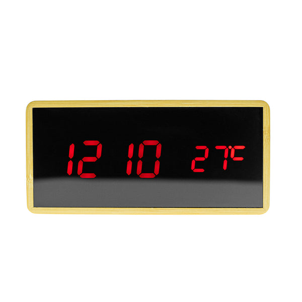 CRONY NEW1299 Clock with red light Digital LED BT Alarm Clock With Wireless Charging Wooden Clock