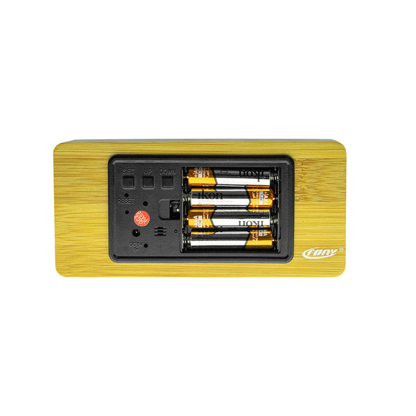 CRONY NEW1299 Clock with red light Digital LED BT Alarm Clock With Wireless Charging Wooden Clock