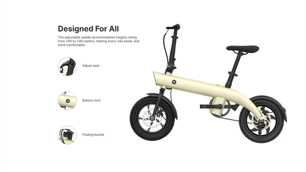 CRONY H2 Folding Electric Bike 14-Inch 250W Motor 36V Detachable Battery 25KM/H