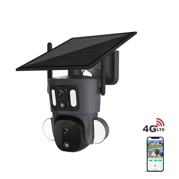 RBX-SD320 4G-4K-8MP RBX-SD320 WIFI-4K-8MP Solar Dual Linkage Battery PT Camera Built in Battery Outdoor Auto Human Tracking Solar Dual lens Camera