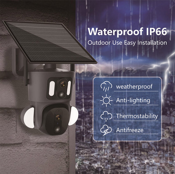 RBX-SD320 4G-4K-8MP RBX-SD320 WIFI-4K-8MP Solar Dual Linkage Battery PT Camera Built in Battery Outdoor Auto Human Tracking Solar Dual lens Camera