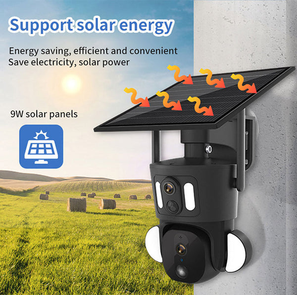 RBX-SD320 4G-4K-8MP RBX-SD320 WIFI-4K-8MP Solar Dual Linkage Battery PT Camera Built in Battery Outdoor Auto Human Tracking Solar Dual lens Camera