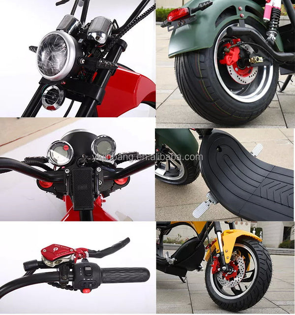 CRONY NEW X1 Harley Electrocar car With BT Speaker Electrocar car Citycoco Fat Tire Electric Motorcycle Red spider