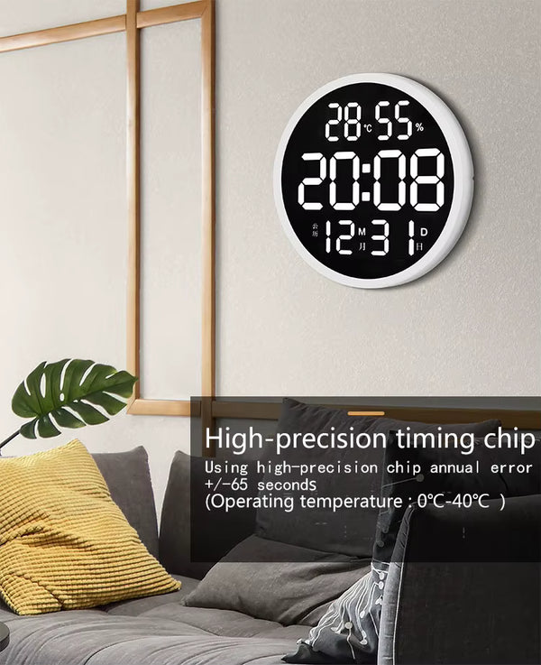 CRONY 6620 Wall clock 12 Inch LED Large Number Digital Wall Clock Temperature And Humidity Electronic Clock