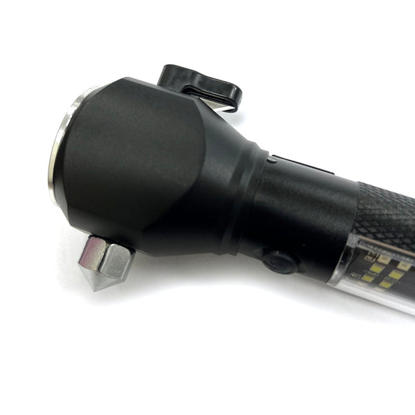 H04-T01 Solar Powered Tactical Flashlight Multi Function Outdoor Car LED Flashlight Ultra Bright Torch Light, with Safety Hammer