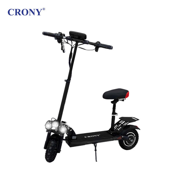 CRONY V10 Big Display+Seat Electric Scooter 1200W Motor 48V/14AH Battery 25-35KM Range Disc Brakes Front/Rear Suspension
