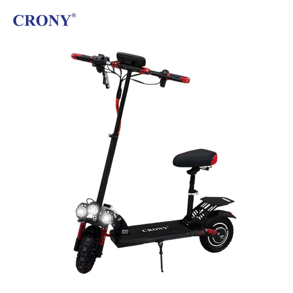 CRONY V10 Big Display+Seat Electric Scooter 1200W Motor 48V/14AH Battery 25-35KM Range Disc Brakes Front/Rear Suspension