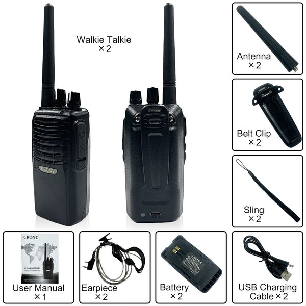 CRONY CY-5800 7W Walkie Talkie 2 Pack, 6–10KM Long Range Two-Way Radio for Outdoor Camping, Hiking & Desert