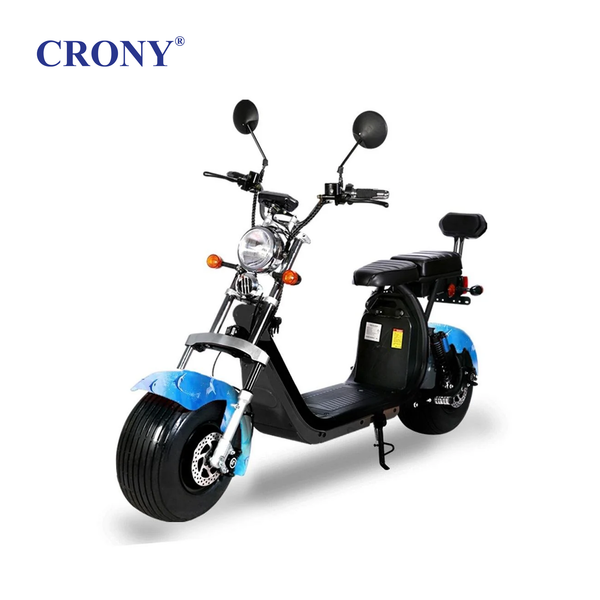 CRONY G-028 1500W Harley Electric Motorcycle Double Seat with double battery Fat Tire | Blue