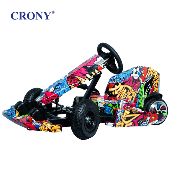 CRONY JL001-04 Kids Electric 4-Wheel Go-Kart Hand Brakes LED Light Wheels Electric Amusement Kart 250W Motor 15-20KM/H Speed Max Loading Weight 65KG Range 8-10KM(Street Dance)