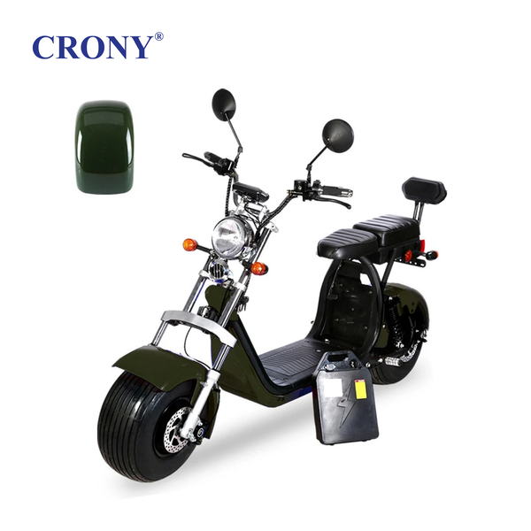 CRONY G-029 3000W Electric Motorcycle Motorbike High Speed Harley tyre Double Seat with double battery | Military Green
